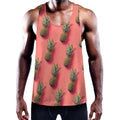 Pastel Pink Pineapple Pattern Print Men's Workout Tank Top