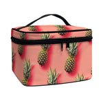 Pastel Pink Pineapple Pattern Print Travel Makeup Bag