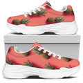 Pastel Pink Pineapple Pattern Print White Chunky Shoes