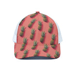 Pastel Pink Pineapple Pattern Print White Mesh Trucker Cap