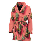 Pastel Pink Pineapple Pattern Print Women's Bathrobe