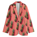 Pastel Pink Pineapple Pattern Print Women's Cotton Blazer