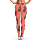 Pastel Pink Pineapple Pattern Print Women's Leggings