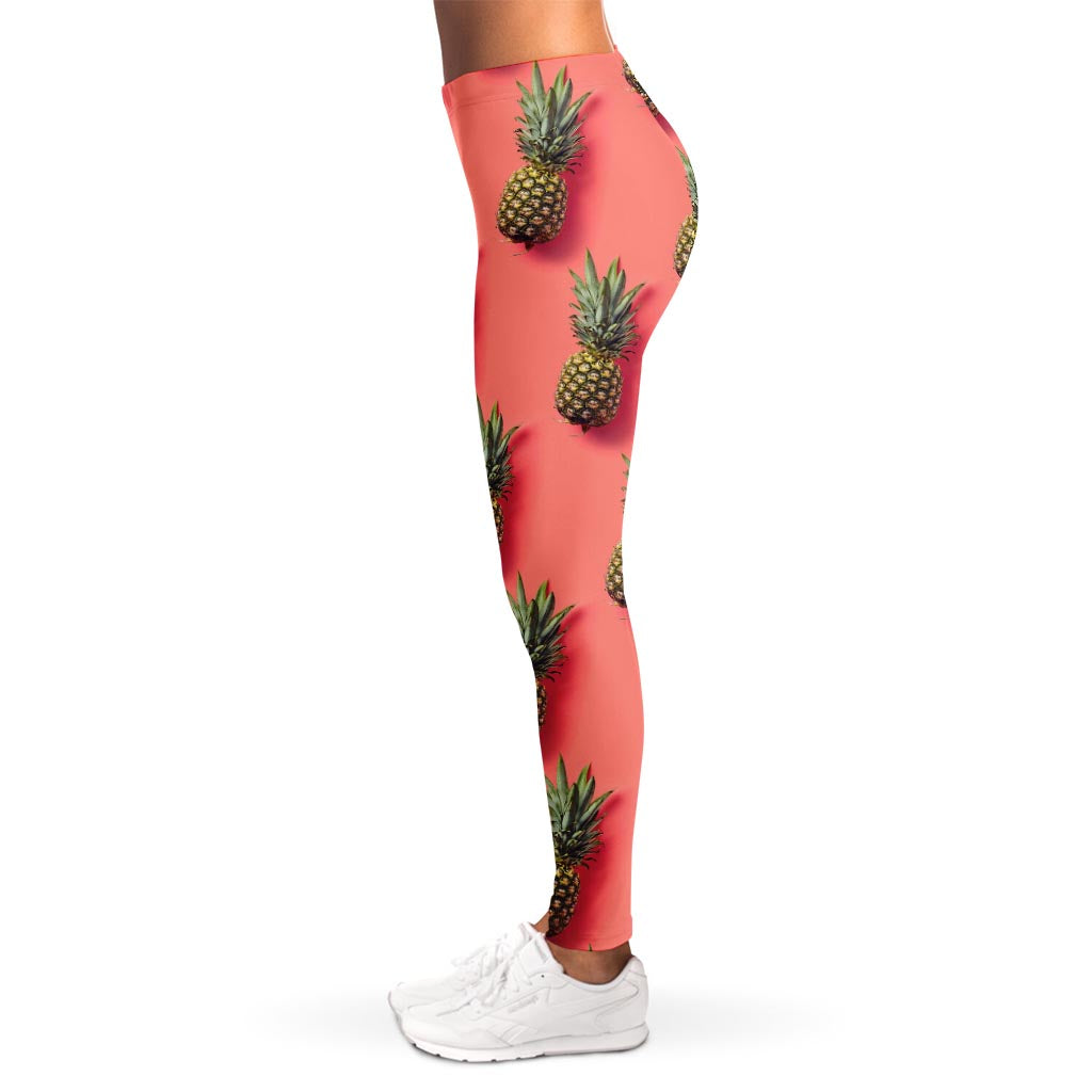 Pastel Pink Pineapple Pattern Print Women's Leggings