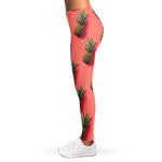 Pastel Pink Pineapple Pattern Print Women's Leggings