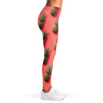 Pastel Pink Pineapple Pattern Print Women's Leggings