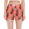 Pastel Pink Pineapple Pattern Print Women's Split Running Shorts