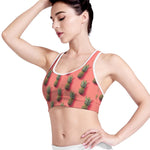 Pastel Pink Pineapple Pattern Print Women's Sports Bra