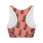 Pastel Pink Pineapple Pattern Print Women's Sports Bra