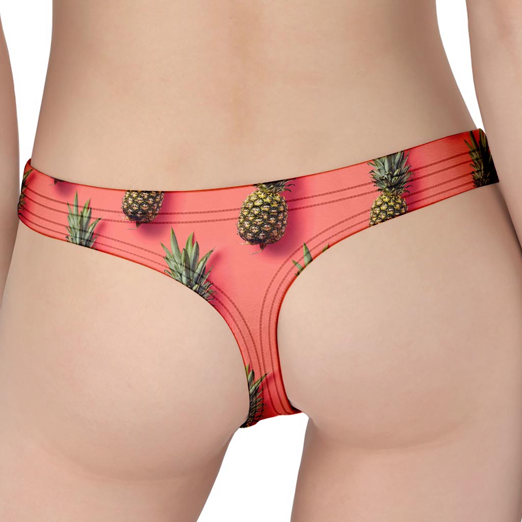 Pastel Pink Pineapple Pattern Print Women's Thong