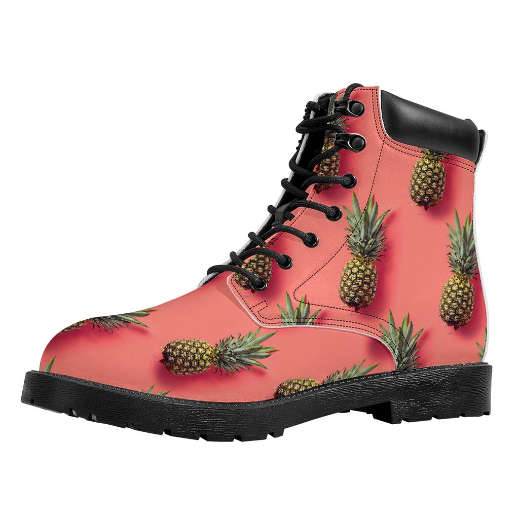 Pastel Pink Pineapple Pattern Print Work Boots