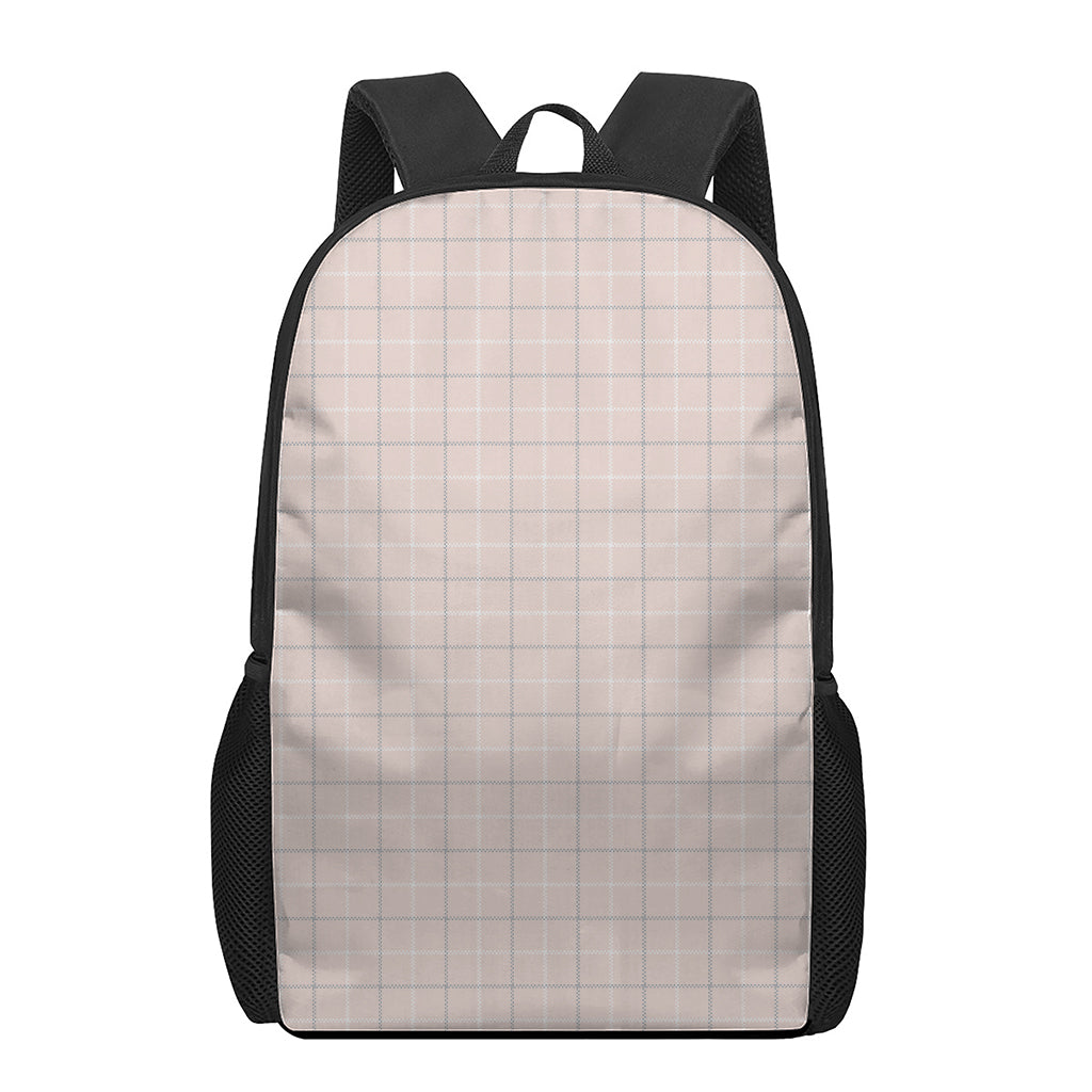 Pastel Pink Tattersall Pattern Print 17 Inch Backpack
