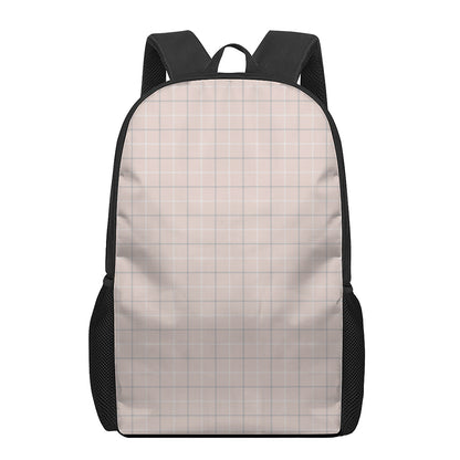 Pastel Pink Tattersall Pattern Print 17 Inch Backpack