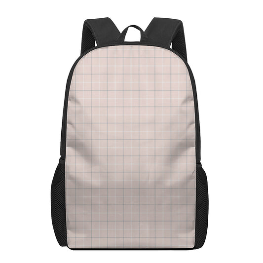 Pastel Pink Tattersall Pattern Print 17 Inch Backpack