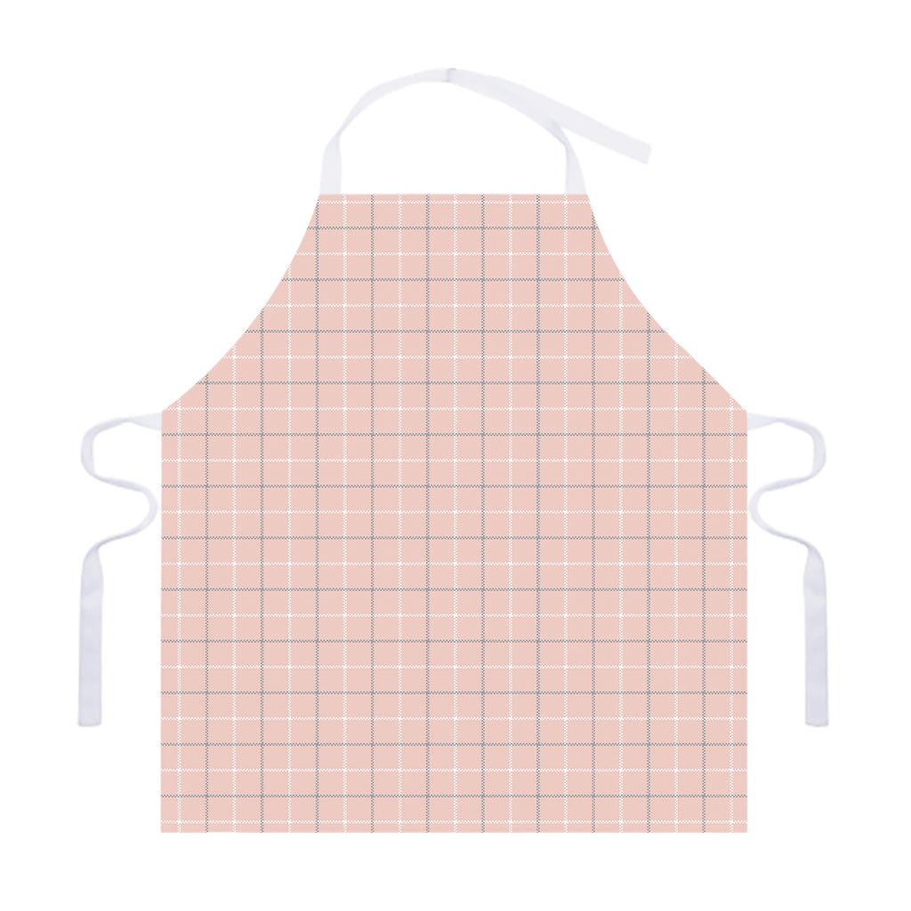 Pastel Pink Tattersall Pattern Print Adjustable Apron