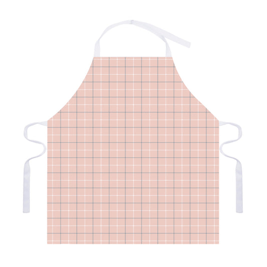 Pastel Pink Tattersall Pattern Print Adjustable Apron