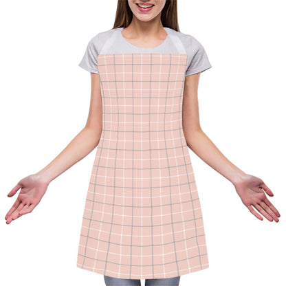 Pastel Pink Tattersall Pattern Print Adjustable Apron