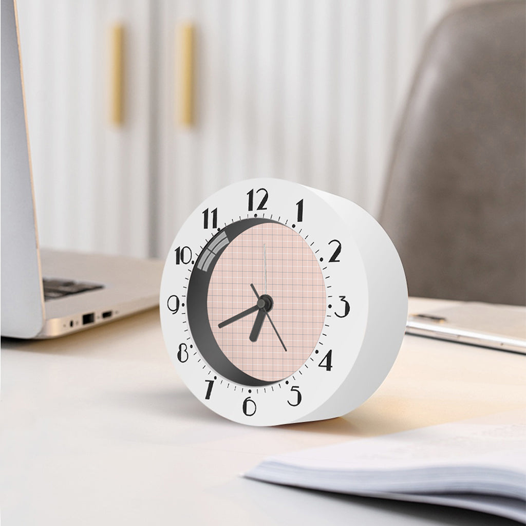 Pastel Pink Tattersall Pattern Print Alarm Clock