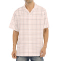 Pastel Pink Tattersall Pattern Print Aloha Shirt