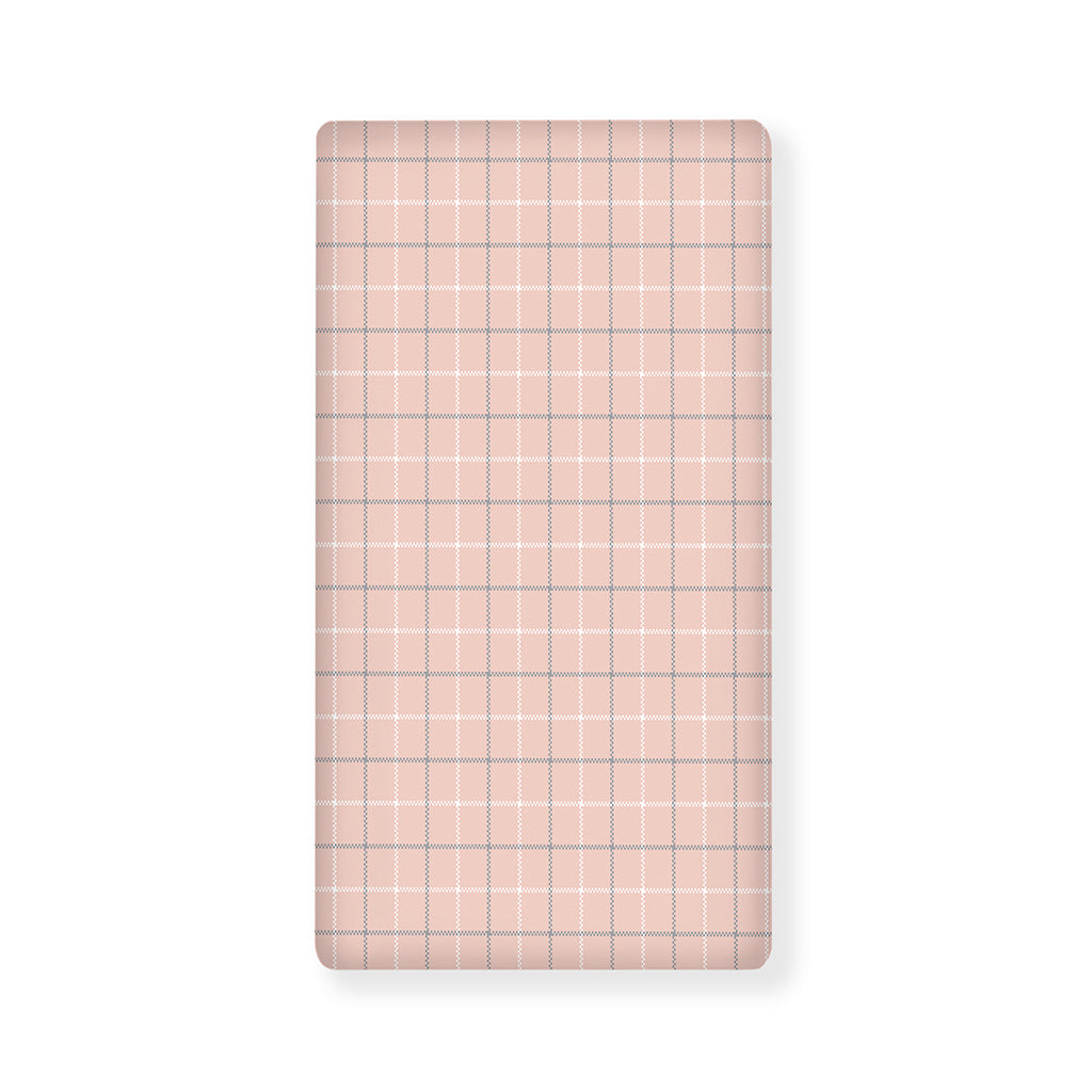 Pastel Pink Tattersall Pattern Print Baby Crib Sheet