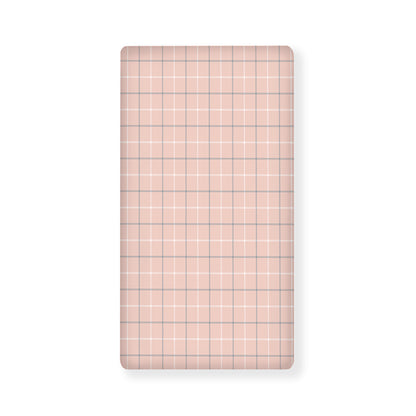 Pastel Pink Tattersall Pattern Print Baby Crib Sheet