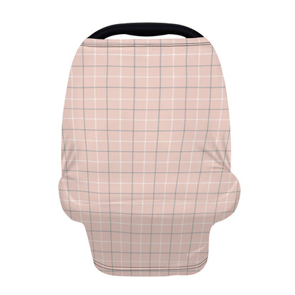 Pastel Pink Tattersall Pattern Print Baby Seat Cover