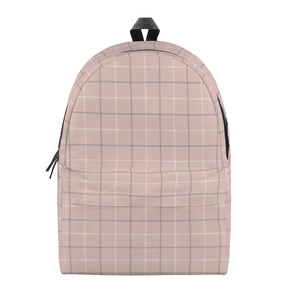 Pastel Pink Tattersall Pattern Print Backpack