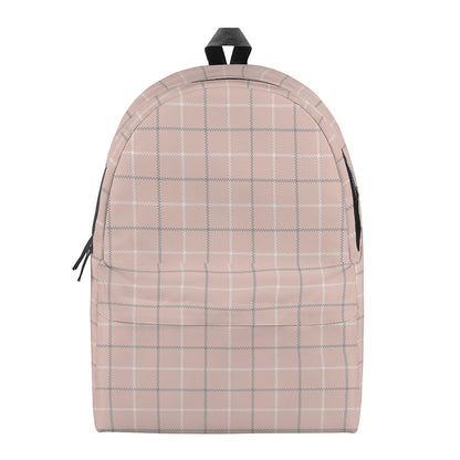Pastel Pink Tattersall Pattern Print Backpack