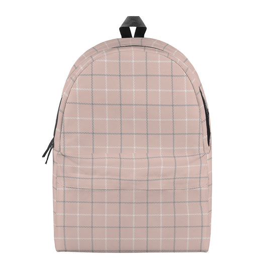 Pastel Pink Tattersall Pattern Print Backpack