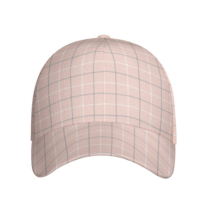 Pastel Pink Tattersall Pattern Print Baseball Cap