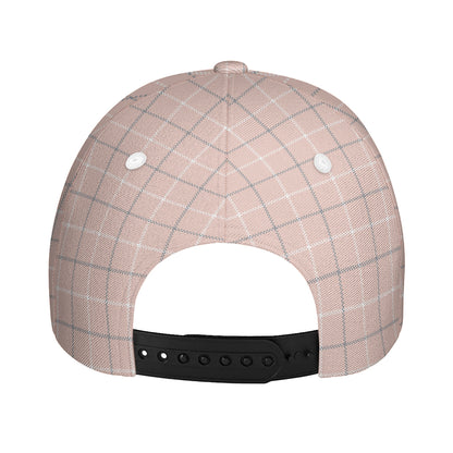 Pastel Pink Tattersall Pattern Print Baseball Cap