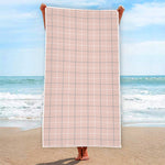 Pastel Pink Tattersall Pattern Print Beach Towel