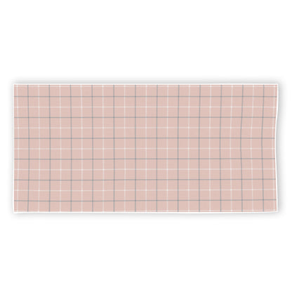 Pastel Pink Tattersall Pattern Print Beach Towel