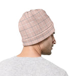 Pastel Pink Tattersall Pattern Print Beanie
