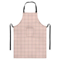 Pastel Pink Tattersall Pattern Print Bib Apron With Pocket