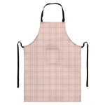 Pastel Pink Tattersall Pattern Print Bib Apron With Pocket