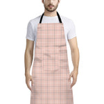 Pastel Pink Tattersall Pattern Print Bib Apron With Pocket