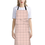 Pastel Pink Tattersall Pattern Print Bib Apron With Pocket