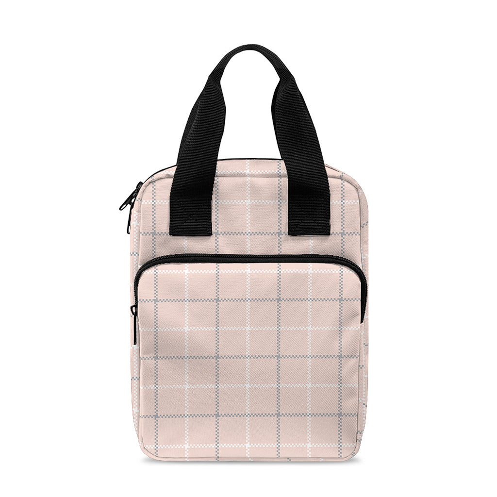 Pastel Pink Tattersall Pattern Print Bible Tote Bag