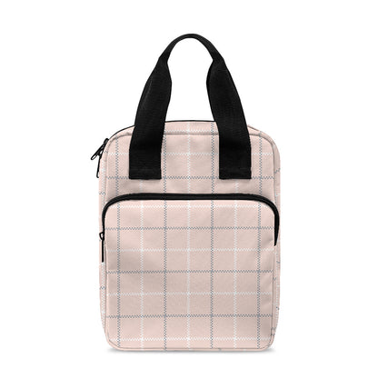 Pastel Pink Tattersall Pattern Print Bible Tote Bag