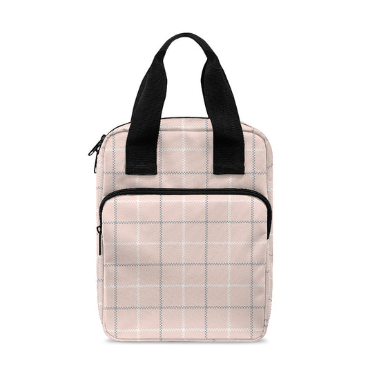 Pastel Pink Tattersall Pattern Print Bible Tote Bag