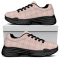 Pastel Pink Tattersall Pattern Print Black Chunky Shoes