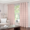 Pastel Pink Tattersall Pattern Print Dimout Grommet Curtains