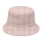 Pastel Pink Tattersall Pattern Print Bucket Hat