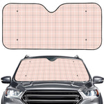 Pastel Pink Tattersall Pattern Print Car Windshield Sun Shade