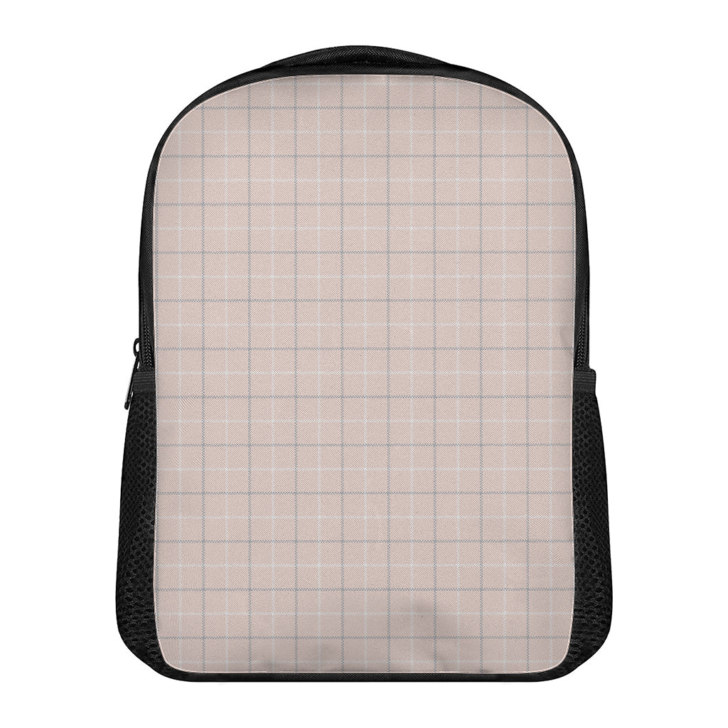 Pastel Pink Tattersall Pattern Print Casual Backpack