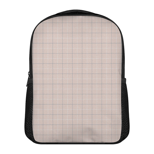 Pastel Pink Tattersall Pattern Print Casual Backpack