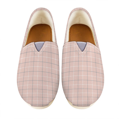 Pastel Pink Tattersall Pattern Print Casual Shoes