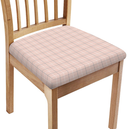 Pastel Pink Tattersall Pattern Print Chair Cushion Cover