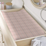 Pastel Pink Tattersall Pattern Print Changing Pad Cover